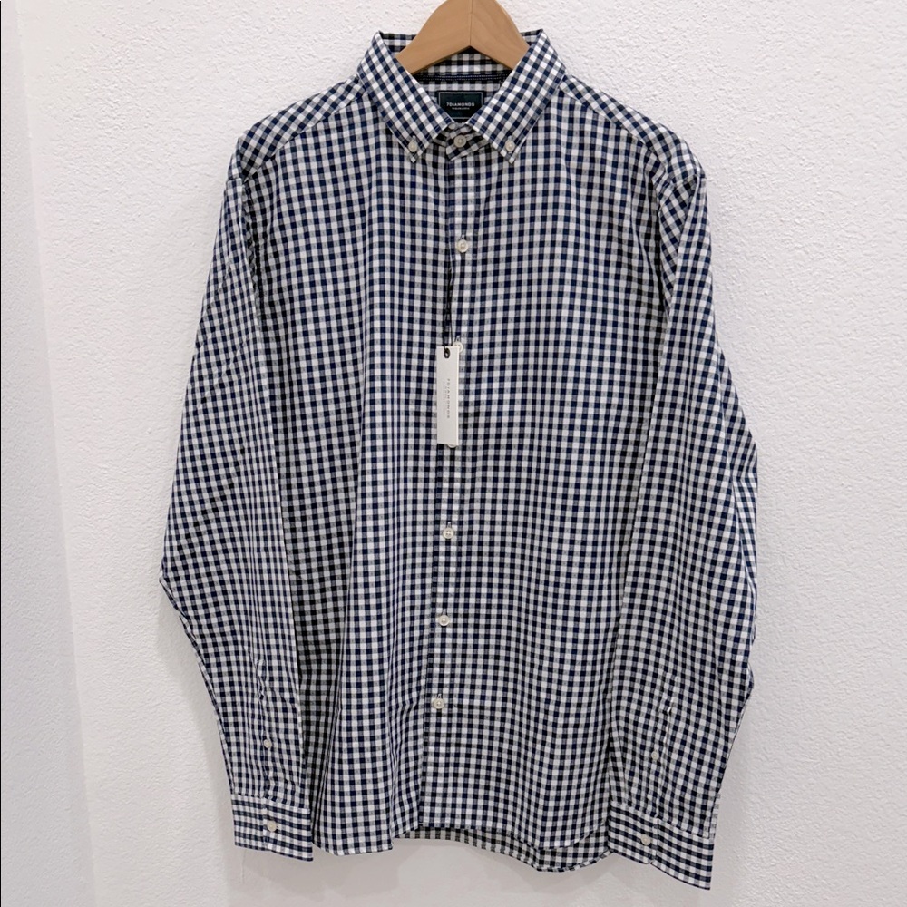 7 Diamonds Navy and White Checkered Shirt XL